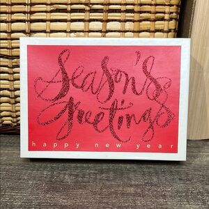 Vintage Hallmark Season's Greetings Red Glitter Cards